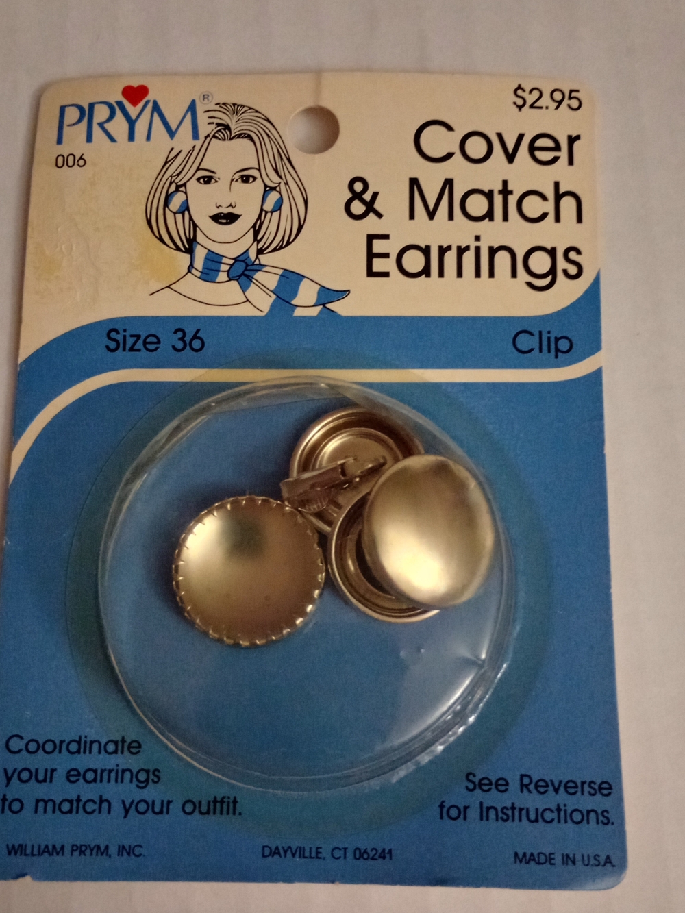 Prym Cover & Match Earrings Clip Vintage Size 36 Custom DIY